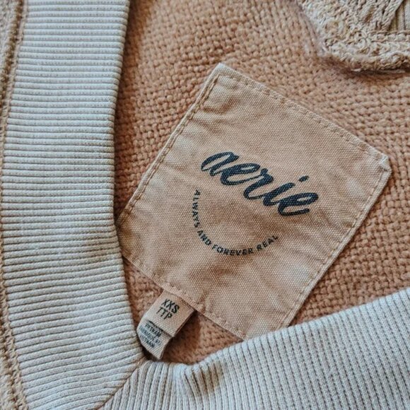 Aerie Downtime Textured Oversized V Neck Sweater Xsmall Xxs - Picture 9 of 14